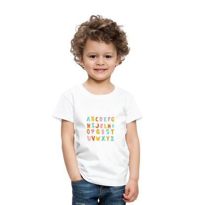 Toddler Premium T-Shirt Animals & Alphabets 26 Letters - white