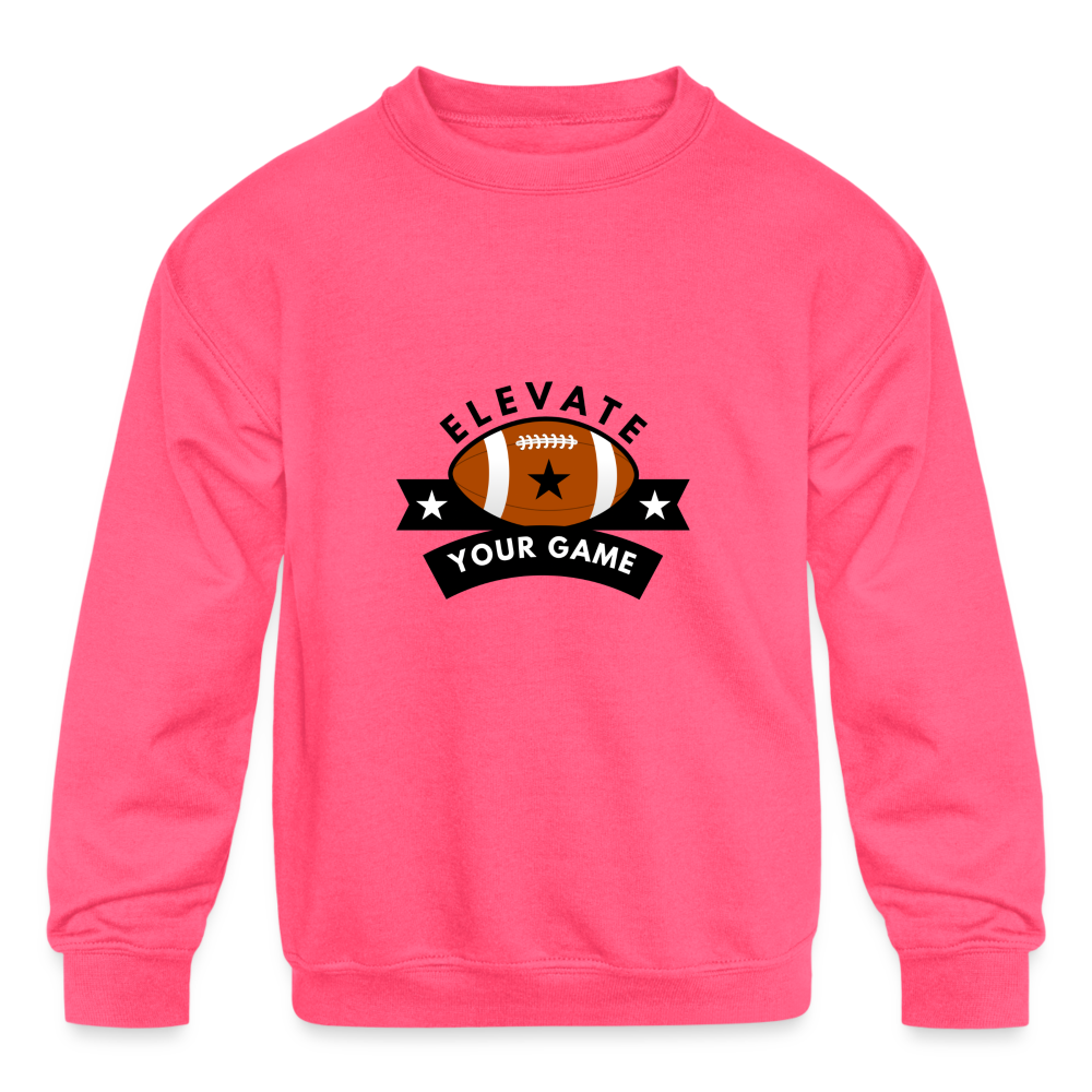 Children's Crewneck Sweatshirt Elevate Your Game Football - neon pink