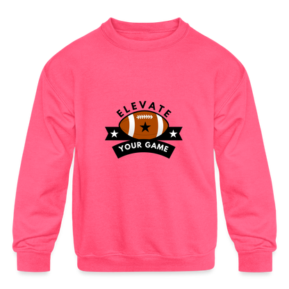 Children's Crewneck Sweatshirt Elevate Your Game Football - neon pink