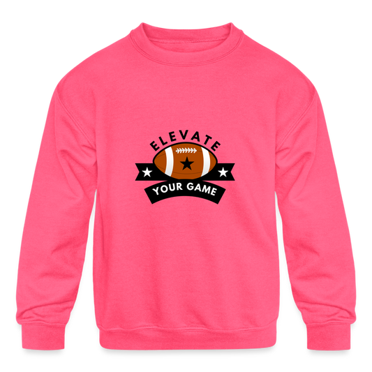 Children's Crewneck Sweatshirt Elevate Your Game Football - neon pink