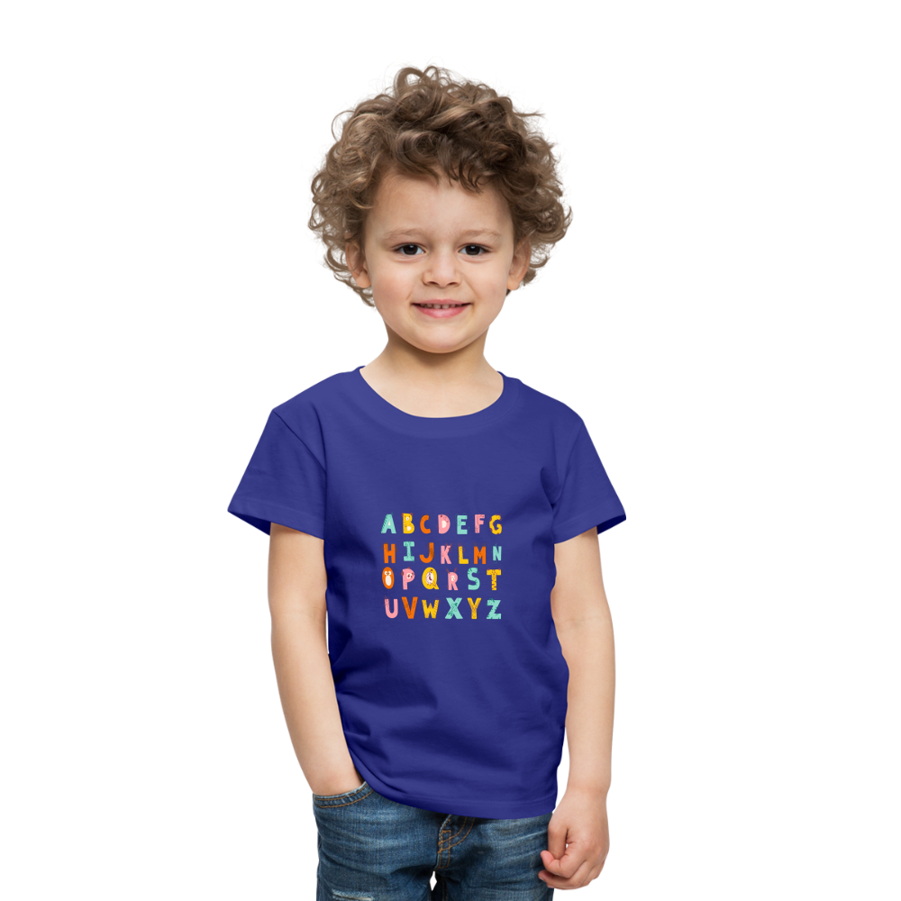 Toddler Premium T-Shirt Animals & Alphabets 26 Letters - royal blue