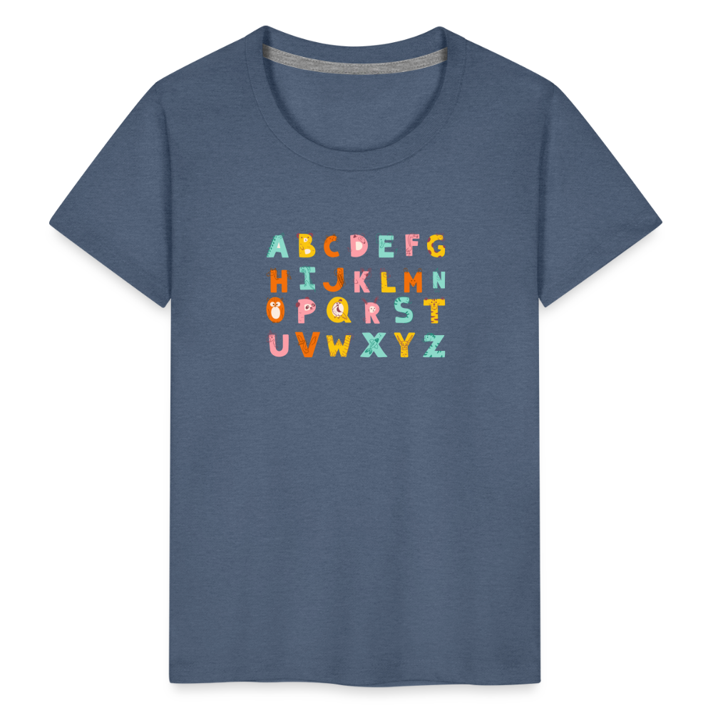 Toddler Premium T-Shirt Animals & Alphabets 26 Letters - heather blue