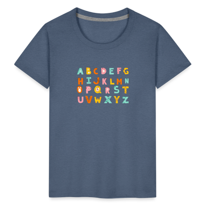 Toddler Premium T-Shirt Animals & Alphabets 26 Letters - heather blue