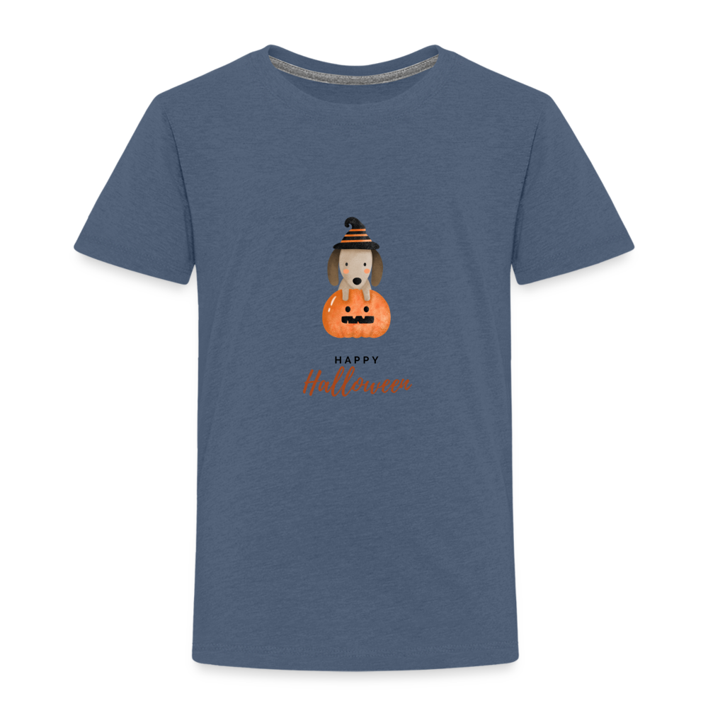 Toddler Premium T-Shirt Happy Halloween, Cute Puppy in a Pumpkin - heather blue