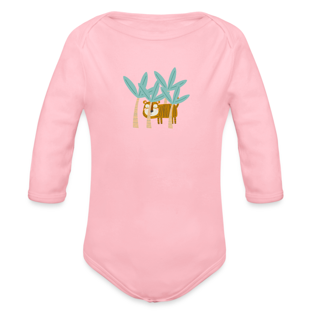 Long Sleeve Bodysuit Tiger in Trees - light pink