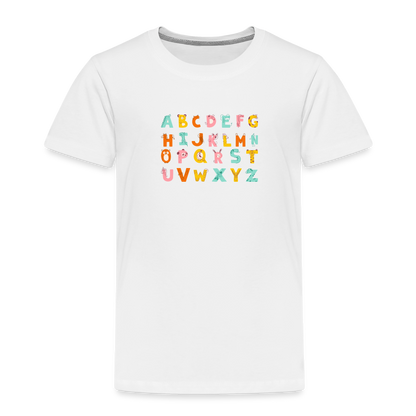 Toddler Premium T-Shirt Animals & Alphabets 26 Letters - white