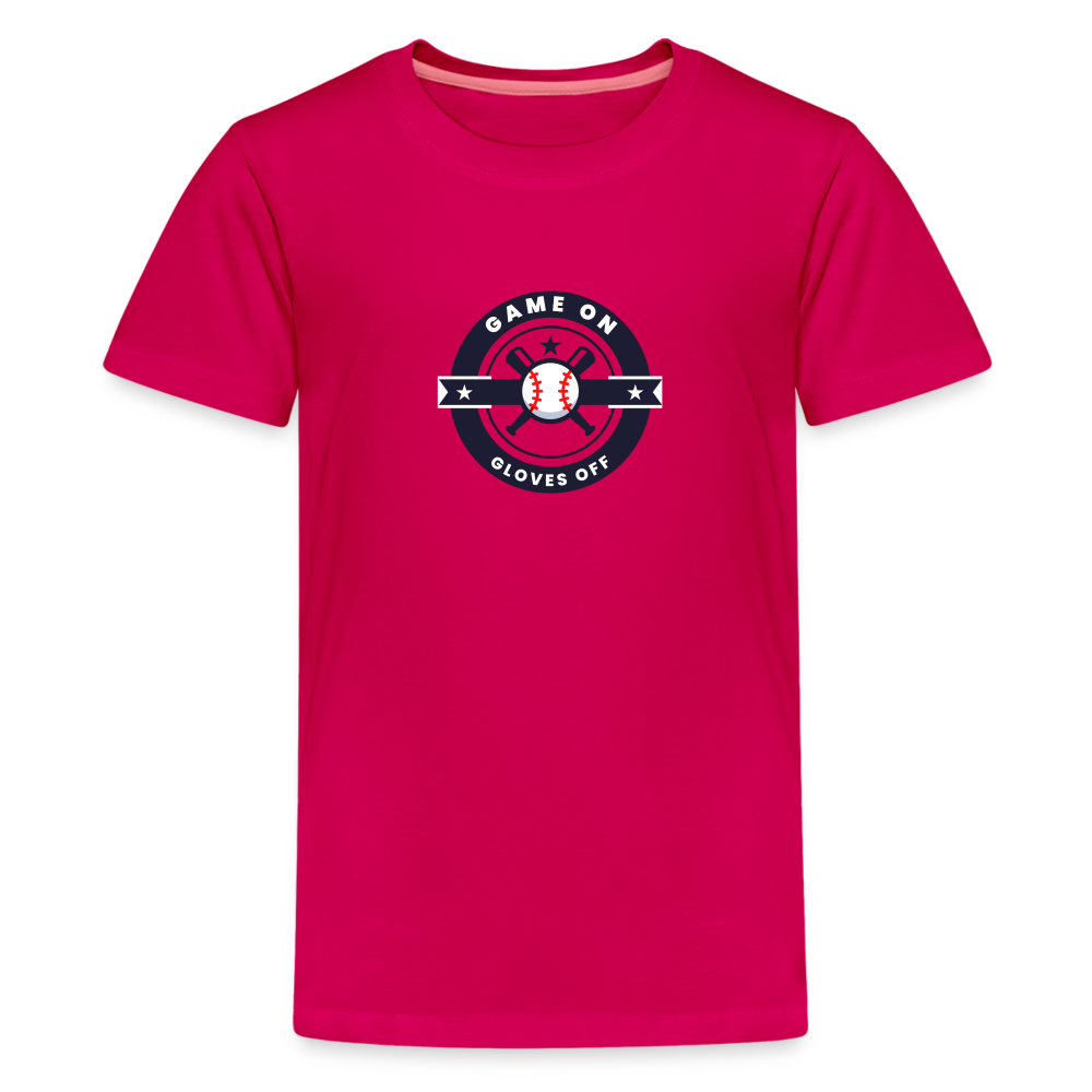 Children's Premium T-Shirt Baseball Game On, Gloves Off - dark pink