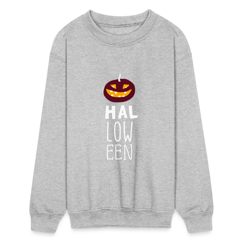 Kids Crewneck Sweatshirt Pumpkin Halloween - heather gray