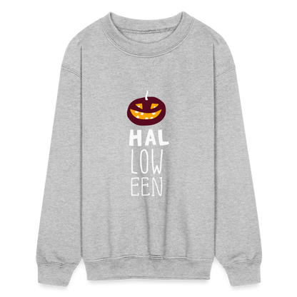 Kids Crewneck Sweatshirt Pumpkin Halloween - heather gray