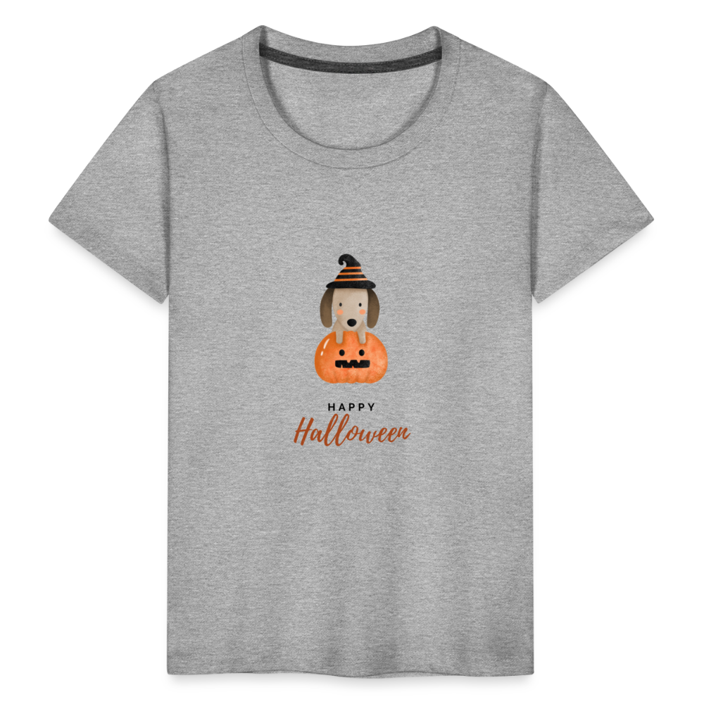 Toddler Premium T-Shirt Happy Halloween, Cute Puppy in a Pumpkin - heather gray