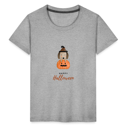 Toddler Premium T-Shirt Happy Halloween, Cute Puppy in a Pumpkin - heather gray