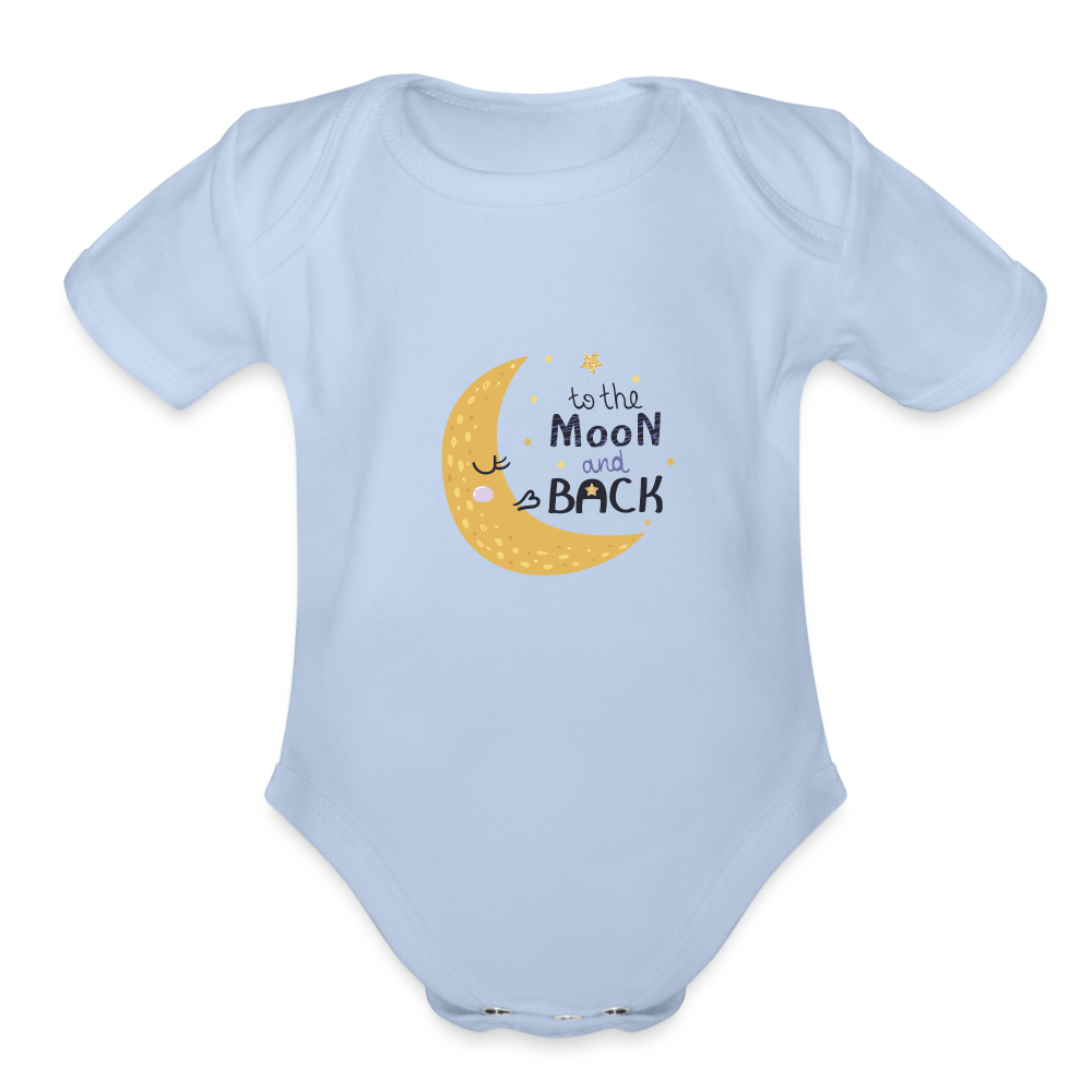 Organic Short Sleeve Baby Bodysuit To The Moon & Back - sky