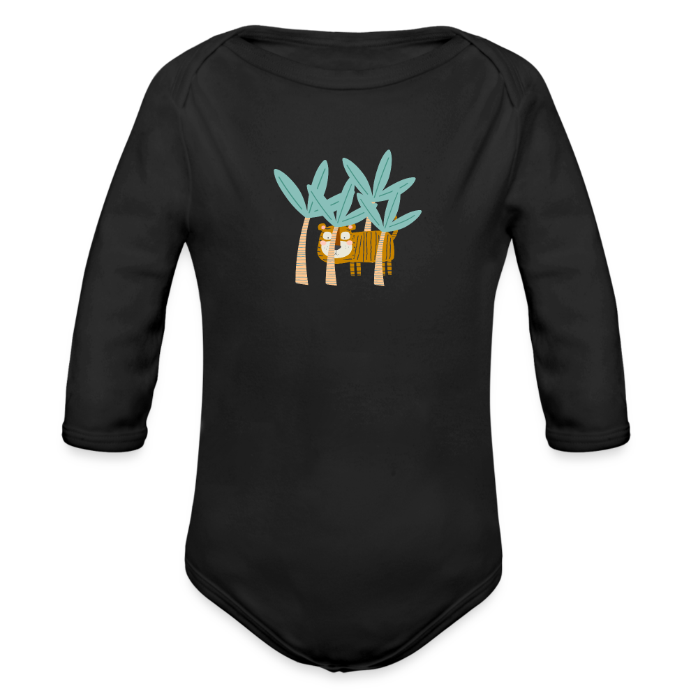 Long Sleeve Bodysuit Tiger in Trees - black