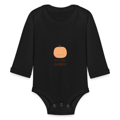 Organic Long Sleeve Baby Bodysuit Hey There Pumpkin - black