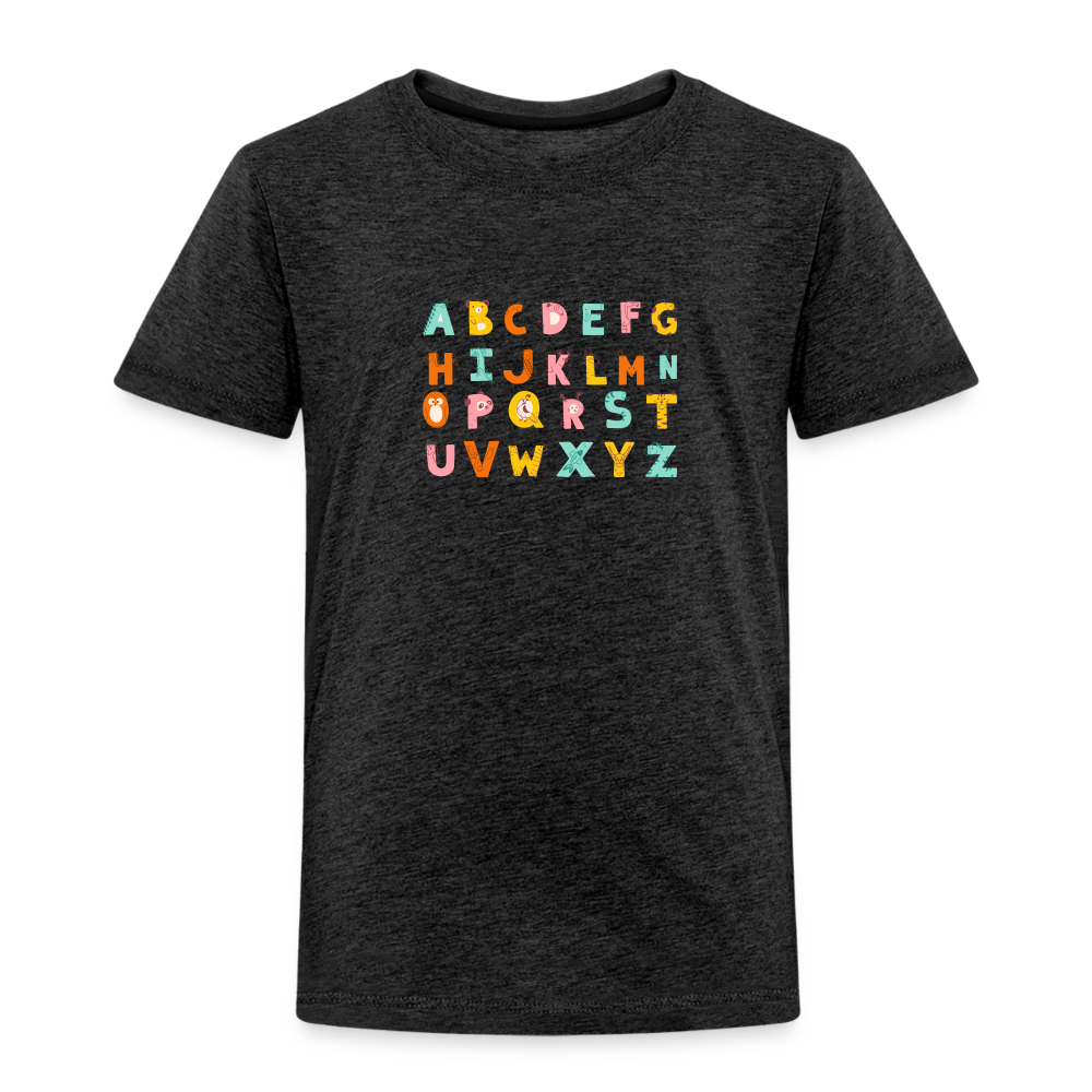 Toddler Premium T-Shirt Animals & Alphabets 26 Letters - charcoal grey