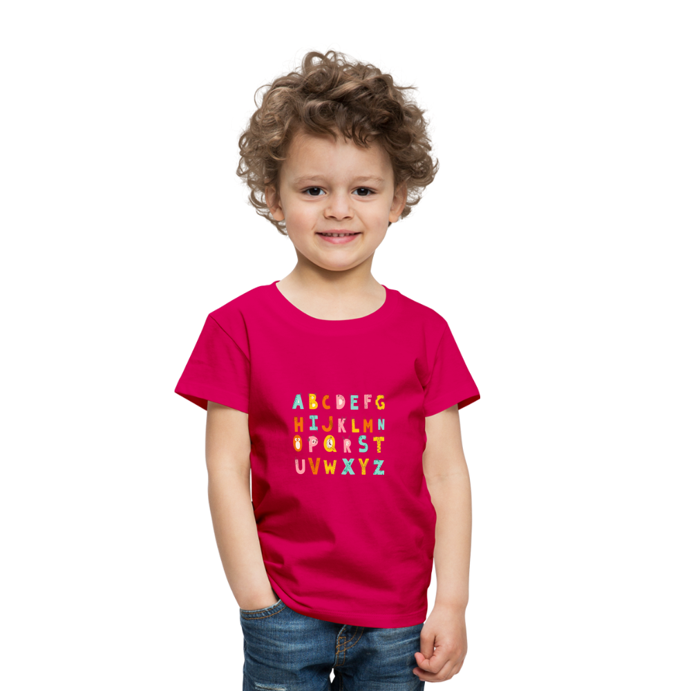 Toddler Premium T-Shirt Animals & Alphabets 26 Letters - dark pink