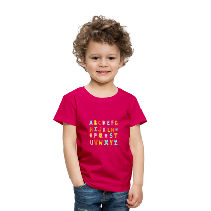 Toddler Premium T-Shirt Animals & Alphabets 26 Letters - dark pink