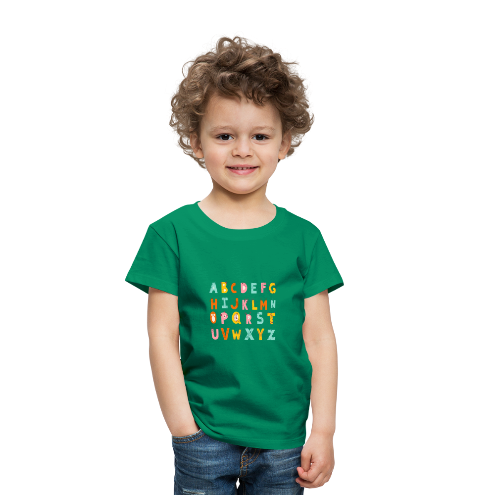 Toddler Premium T-Shirt Animals & Alphabets 26 Letters - kelly green