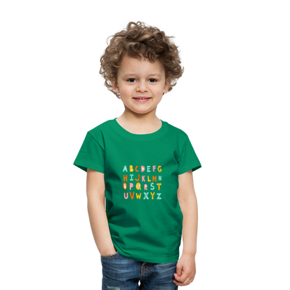 Toddler Premium T-Shirt Animals & Alphabets 26 Letters - kelly green