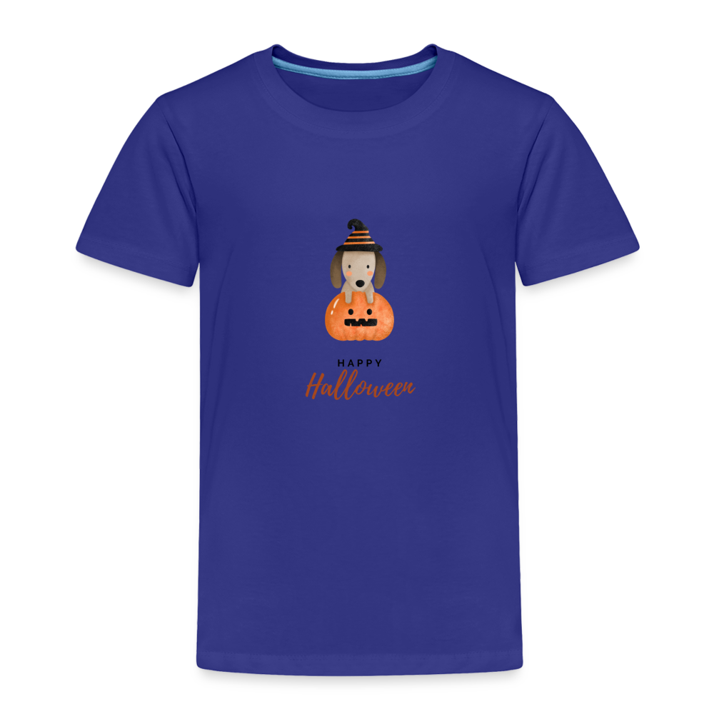 Toddler Premium T-Shirt Happy Halloween, Cute Puppy in a Pumpkin - royal blue