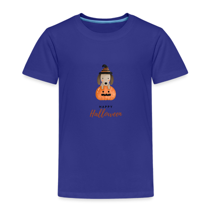 Toddler Premium T-Shirt Happy Halloween, Cute Puppy in a Pumpkin - royal blue