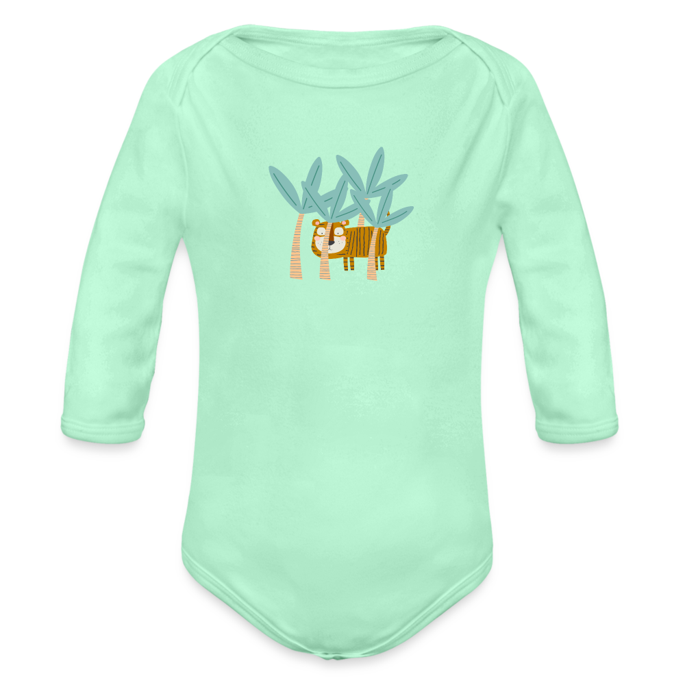 Long Sleeve Bodysuit Tiger in Trees - light mint