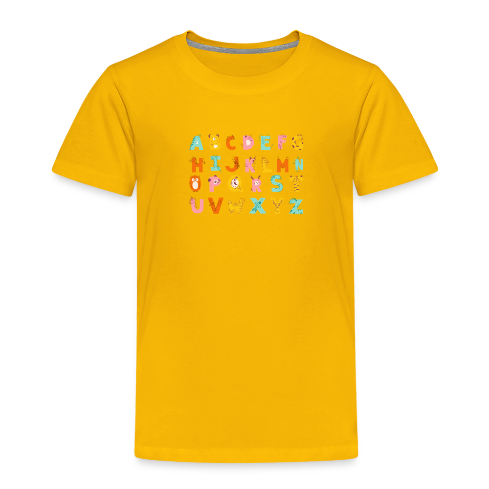 Toddler Premium T-Shirt Animals & Alphabets 26 Letters - sun yellow