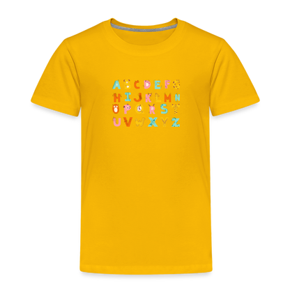 Toddler Premium T-Shirt Animals & Alphabets 26 Letters - sun yellow