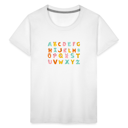 Toddler Premium T-Shirt Animals & Alphabets 26 Letters - white