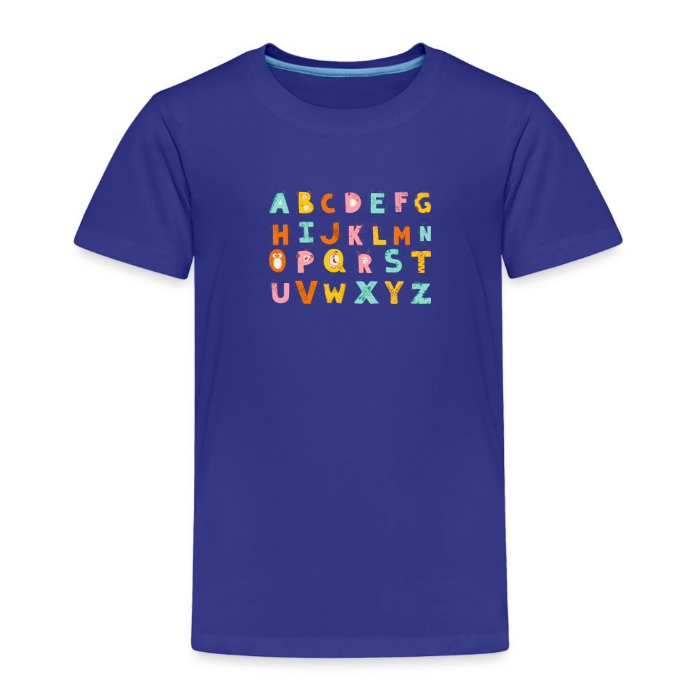 Toddler Premium T-Shirt Animals & Alphabets 26 Letters - royal blue