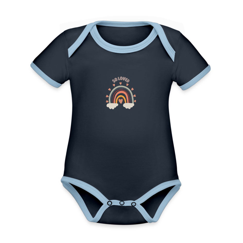 Organic Contrast Short Sleeve Baby Bodysuit - navy/sky