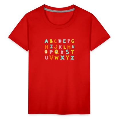 Toddler Premium T-Shirt Animals & Alphabets 26 Letters - red