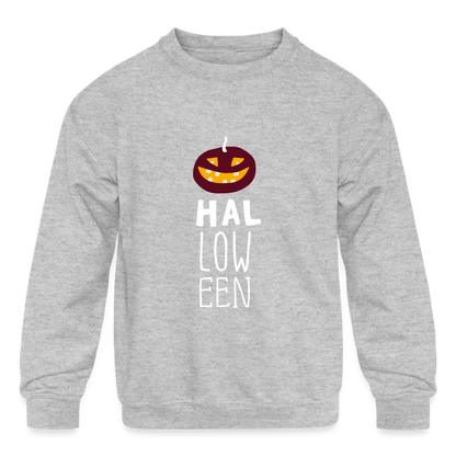 Kids Crewneck Sweatshirt Pumpkin Halloween - heather gray