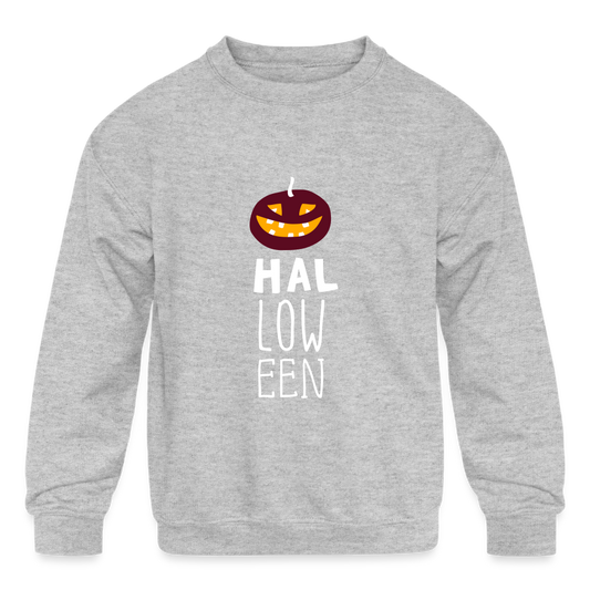 Kids Crewneck Sweatshirt Pumpkin Halloween - heather gray