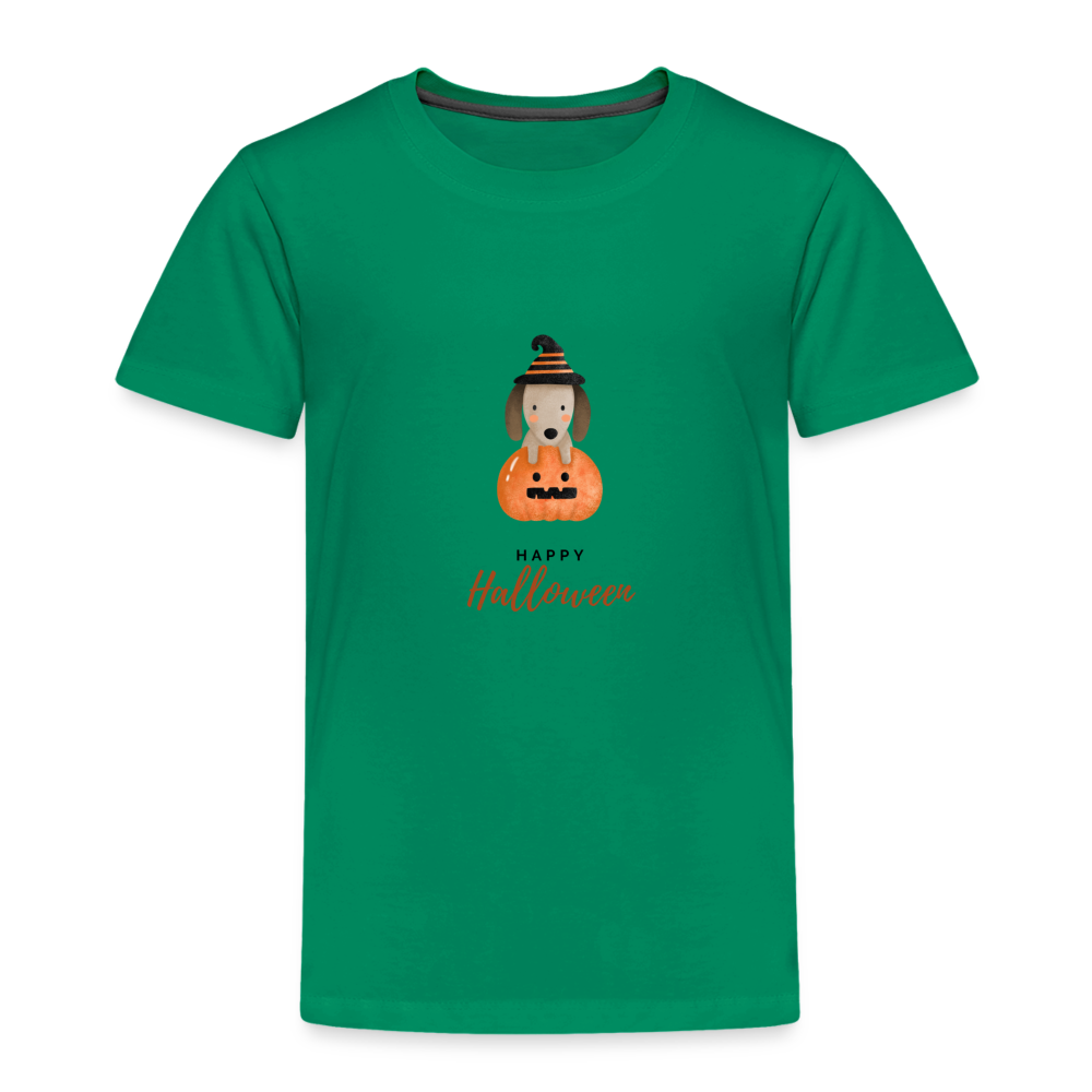 Toddler Premium T-Shirt Happy Halloween, Cute Puppy in a Pumpkin - kelly green