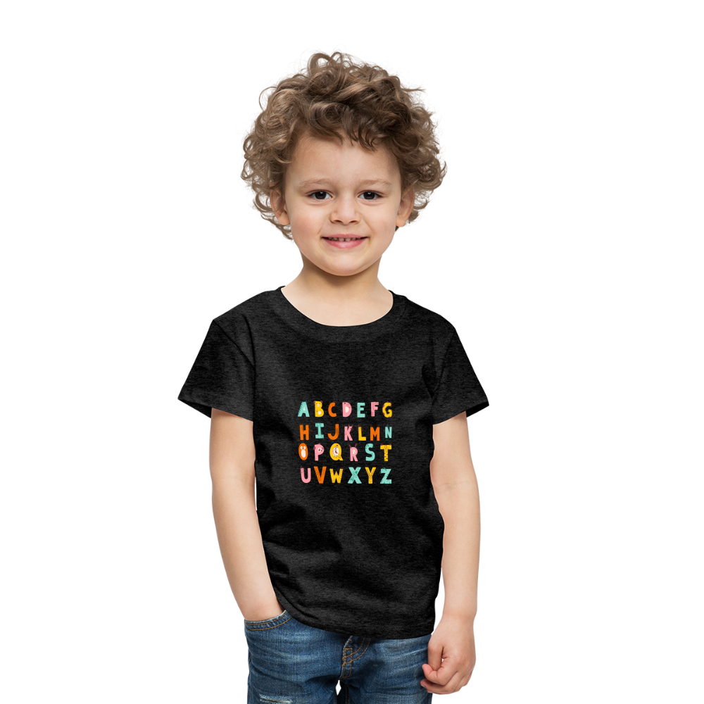 Toddler Premium T-Shirt Animals & Alphabets 26 Letters - charcoal grey