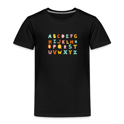 Toddler Premium T-Shirt Animals & Alphabets 26 Letters - black