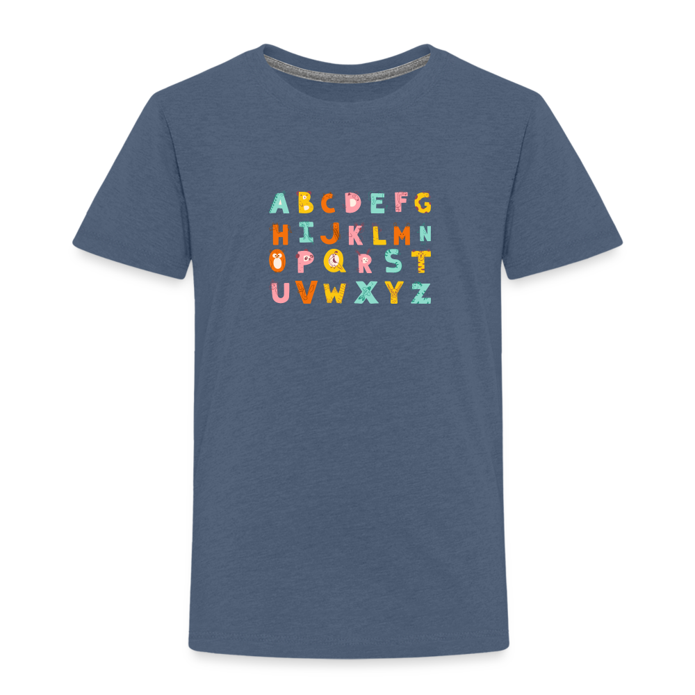 Toddler Premium T-Shirt Animals & Alphabets 26 Letters - heather blue