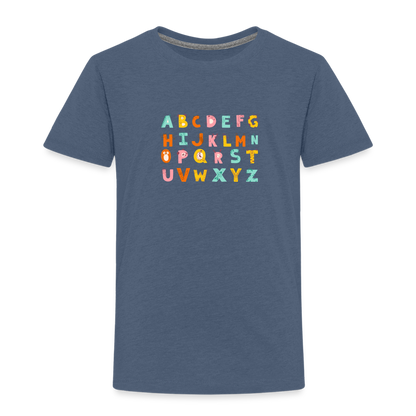 Toddler Premium T-Shirt Animals & Alphabets 26 Letters - heather blue