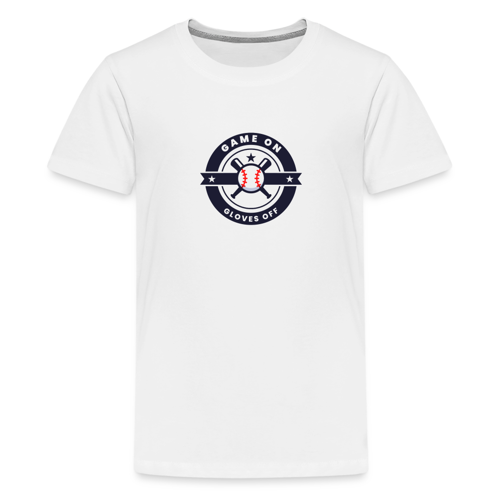 Children's Premium T-Shirt Baseball Game On, Gloves Off - white