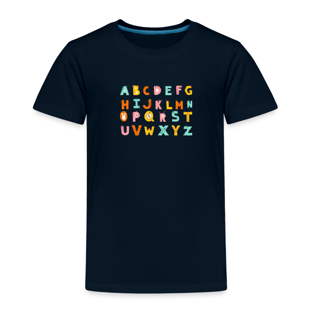 Toddler Premium T-Shirt Animals & Alphabets 26 Letters - deep navy