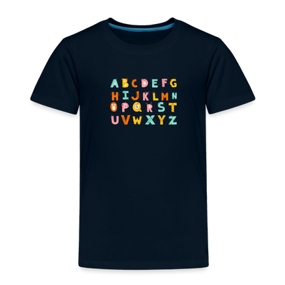 Toddler Premium T-Shirt Animals & Alphabets 26 Letters - deep navy