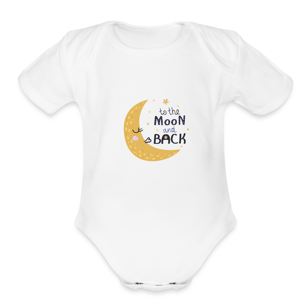 Organic Short Sleeve Baby Bodysuit To The Moon & Back - white