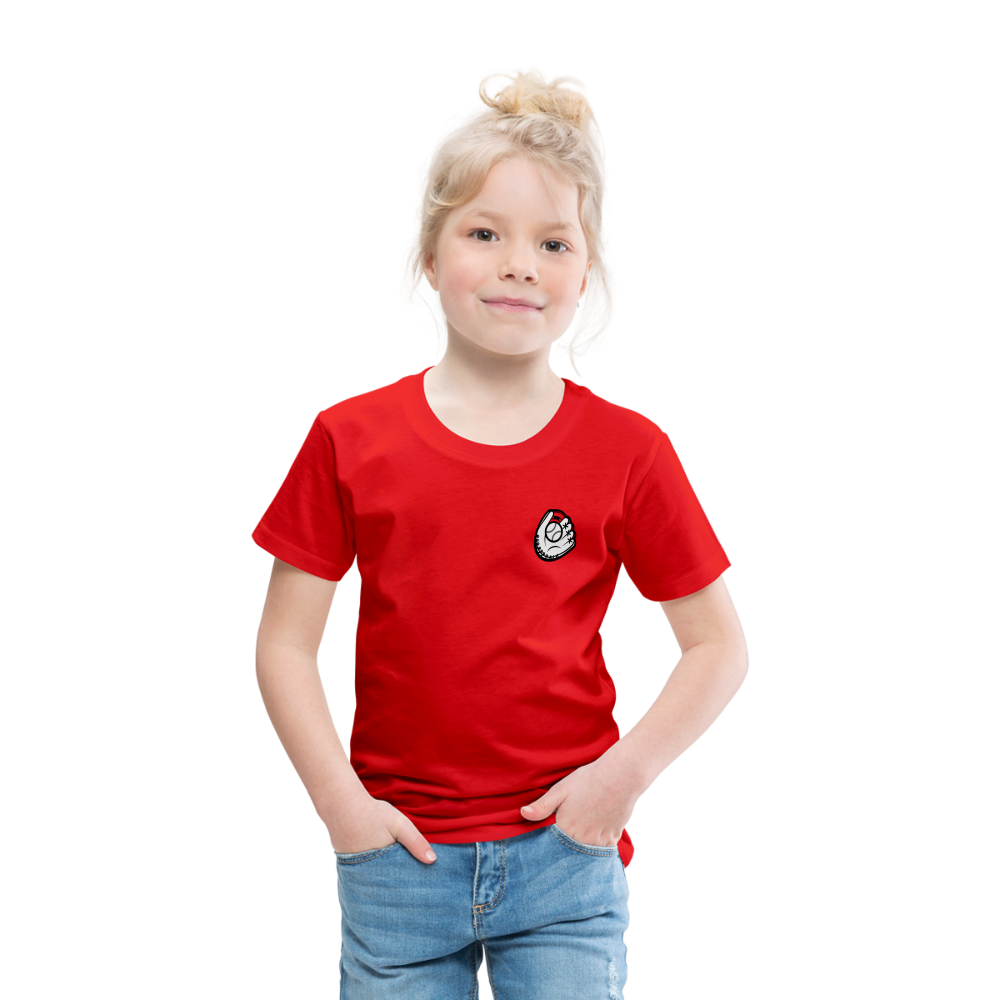 Toddler Premium T-Shirt Baseball & Gloves - red