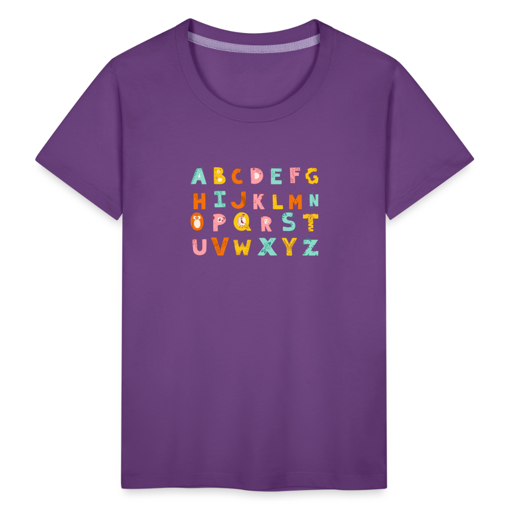 Toddler Premium T-Shirt Animals & Alphabets 26 Letters - purple