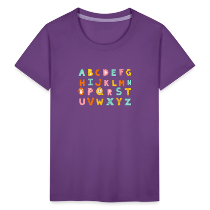 Toddler Premium T-Shirt Animals & Alphabets 26 Letters - purple