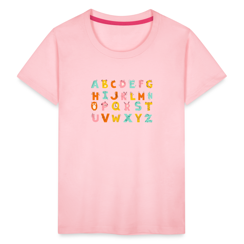 Toddler Premium T-Shirt Animals & Alphabets 26 Letters - pink