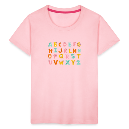 Toddler Premium T-Shirt Animals & Alphabets 26 Letters - pink