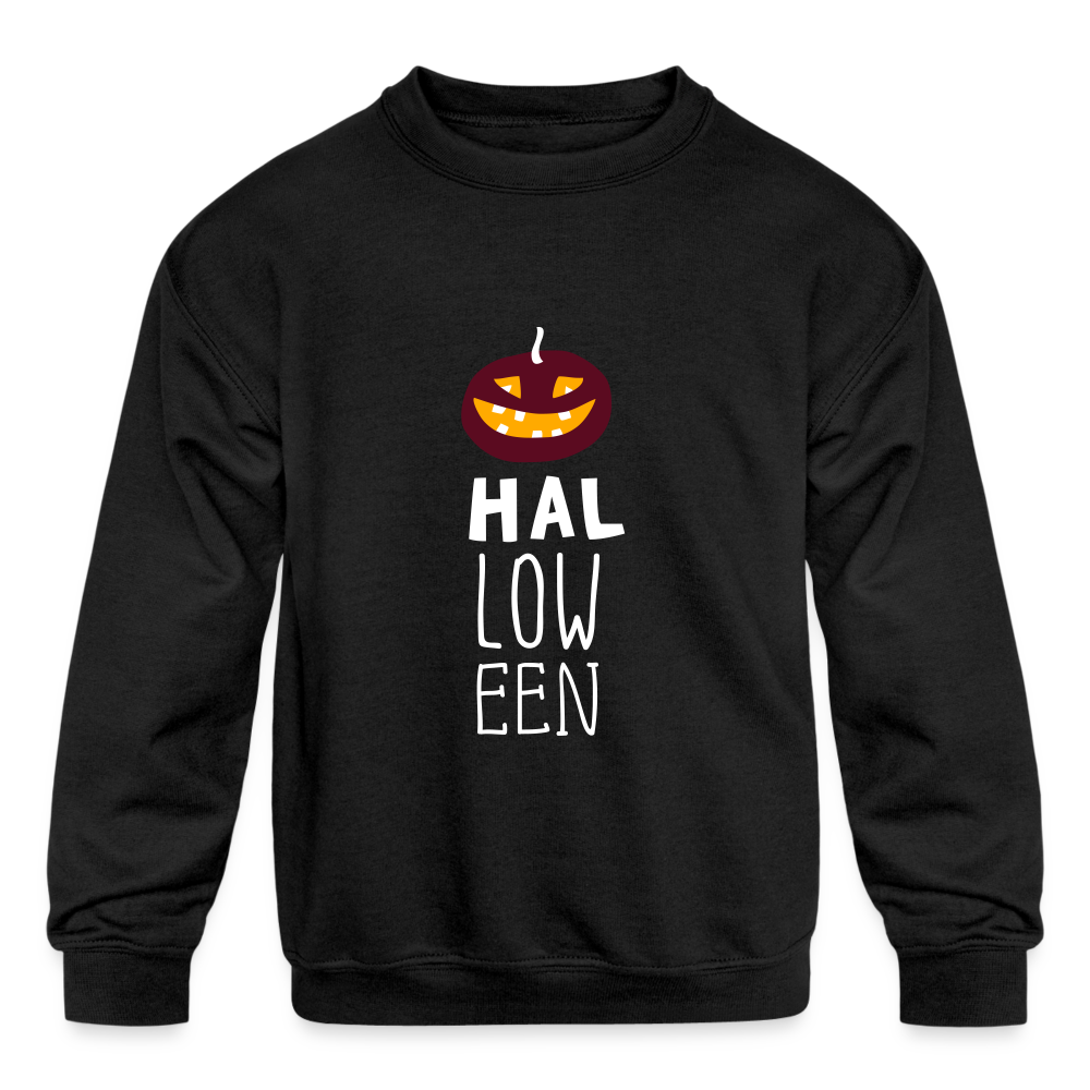 Kids Crewneck Sweatshirt Pumpkin Halloween - black