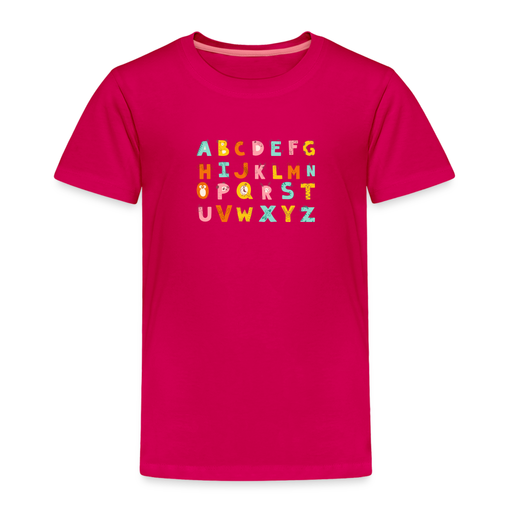 Toddler Premium T-Shirt Animals & Alphabets 26 Letters - dark pink